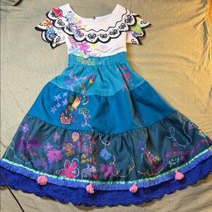 Mirabel Encanto Disney Colorful Embroidered Dress with Ruffle Details girl sz 8